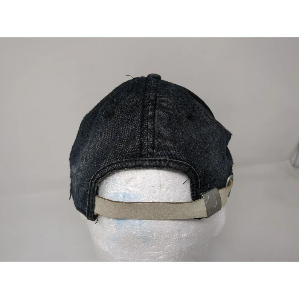 Vintage True Religion Denim Baseball Cap Leather Strap Hat Blue Patch‎ Logo Y2K